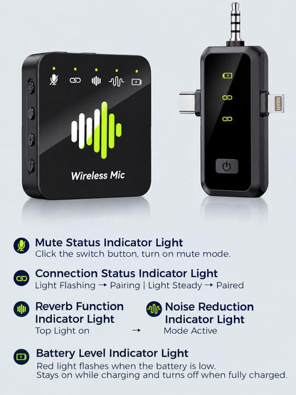 Micrófono Lavalier inalámbrico: micrófonos duales para iPhones Andr...