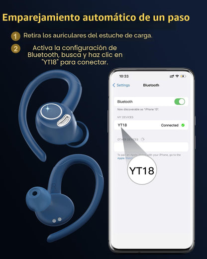 Auriculares inalámbricos, Bluetooth 5.4 Auriculares deportivos sobr...