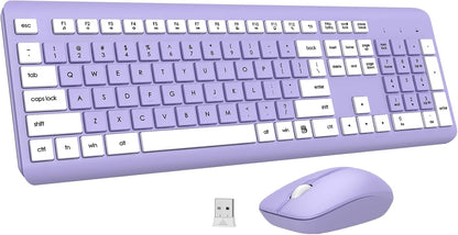 Combo de teclado y mouse inalámbricos, teclado ergonómico silencios...