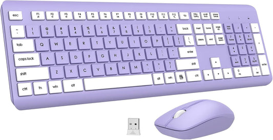 Combo de teclado y mouse inalámbricos, teclado ergonómico silencios...