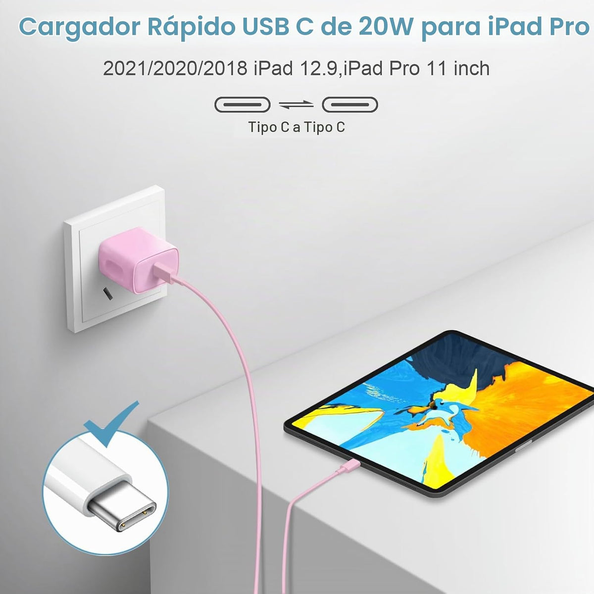 Cargador de iPhone Carga rápida iPhones de 10 pies 18 17 16 15 Carg...
