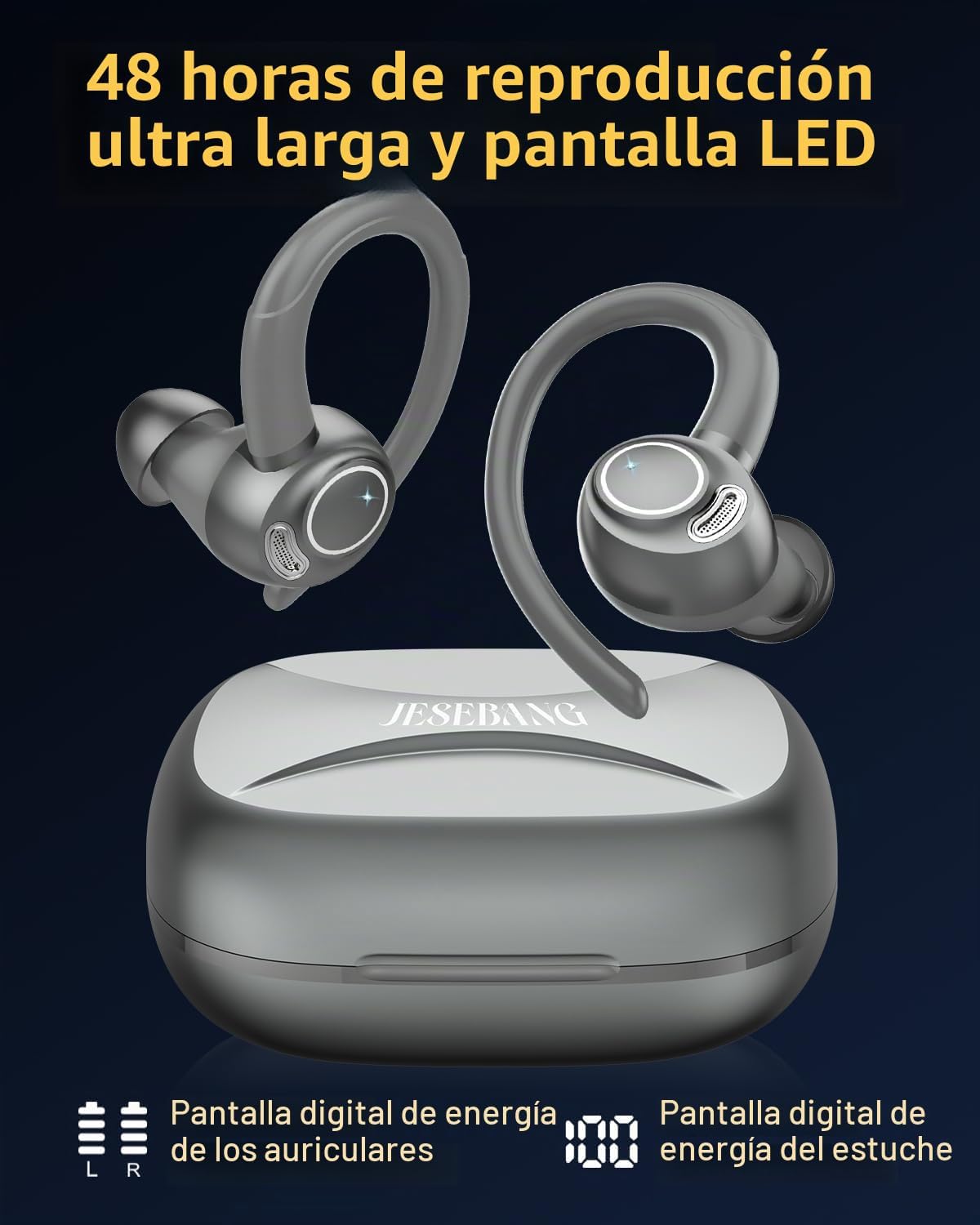 Auriculares inalámbricos, Bluetooth 5.4 Auriculares deportivos sobr...