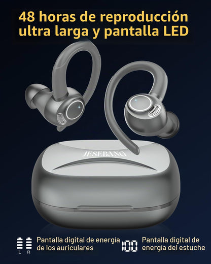 Auriculares inalámbricos, Bluetooth 5.4 Auriculares deportivos sobr...