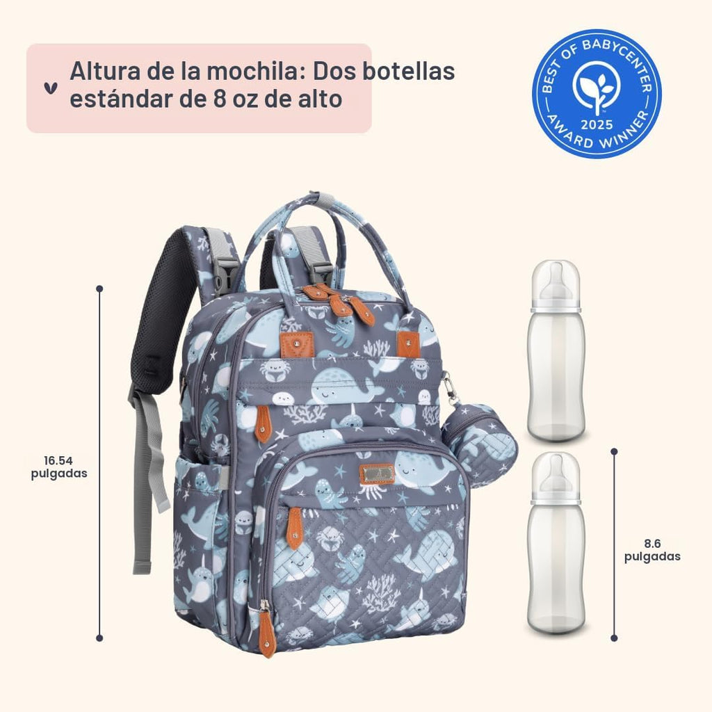 BabbleRoo Mochila para pañales \u2013 Bolsa de viaje esencial para...
