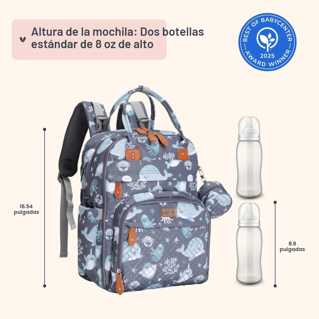 BabbleRoo Mochila para pañales \u2013 Bolsa de viaje esencial para...
