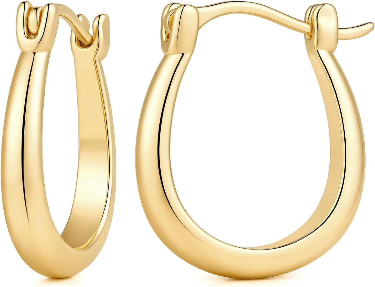 Aretes de oro de 14 quilates para mujer, aretes clásicos en forma d...