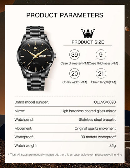 OLEVS Relojes para hombre Relojes de cronógrafo de fácil lectura lu...