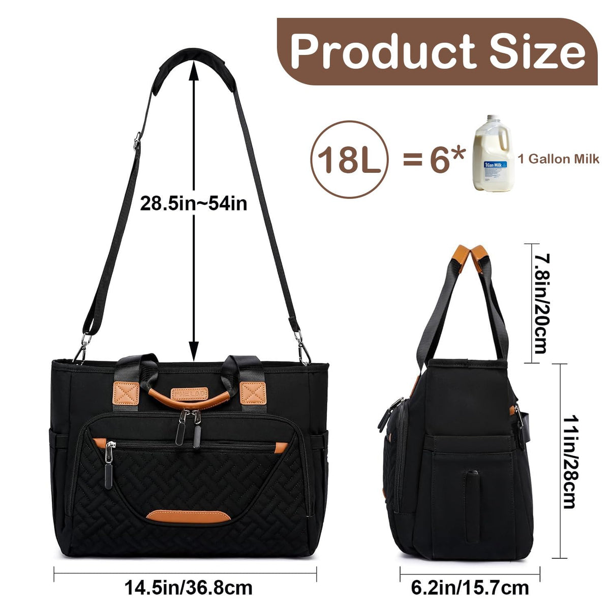 FHELAD Bolsa de pañales para mujer, bolsa de pañales para bebé 16L...