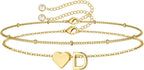 M MOOHAM Pulseras de oro con inicial de corazón para mujer, pulsera...