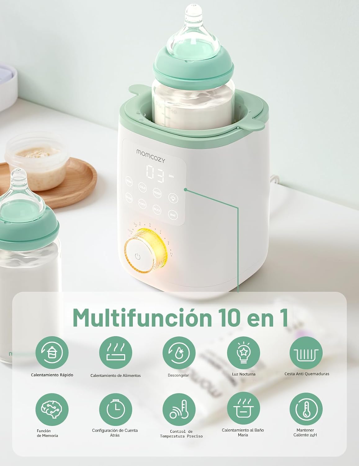 Momcozy Calentador de botellas Nutri y tabletas descalcificadoras o...