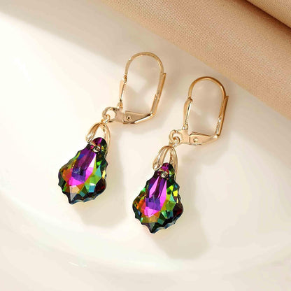 Aretes de cristal austriaco barroco con cierre de palanca para muje...
