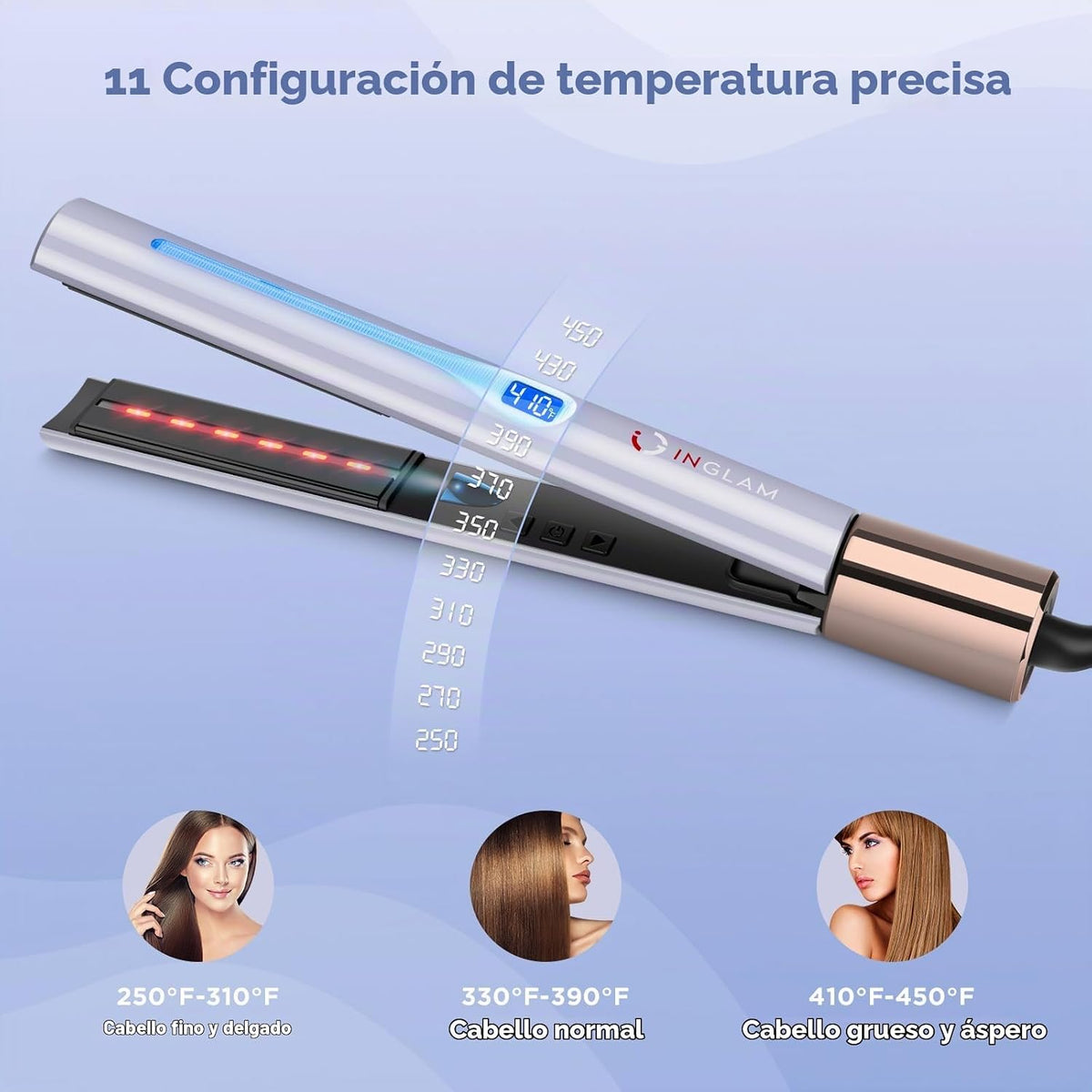 IG INGLAM - Plancha de pelo de titanio infrarrojo de 1 pulgada | Pl...