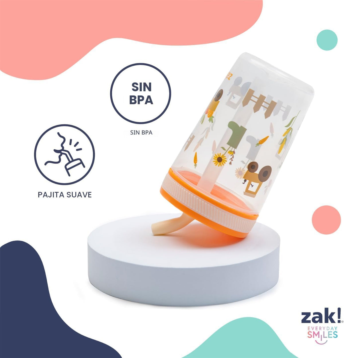 Zak Designs Kelso - Vasos para niños pequeños para viajes o en casa...