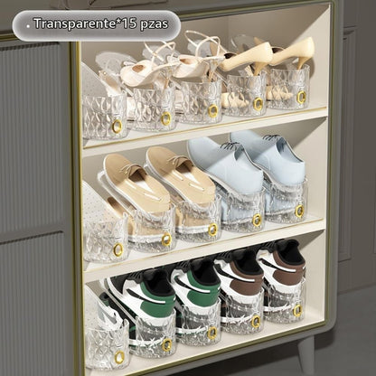 WMBOOX Organizador de ranuras para zapatos, paquete de 15 apiladore...