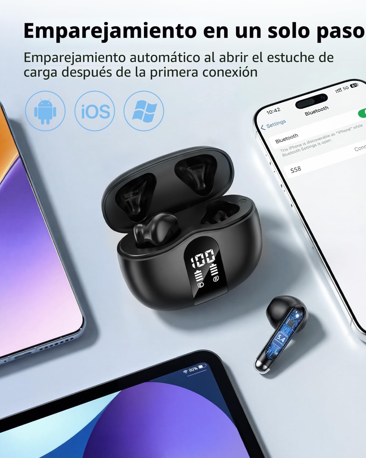 XIAOWTEK Auriculares inalámbricos, auriculares Bluetooth 5.4 2026 c...