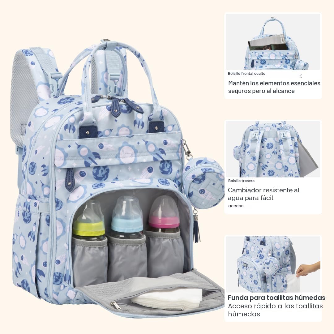 BabbleRoo Mochila para pañales - Bolsa de viaje esencial para bebé,...