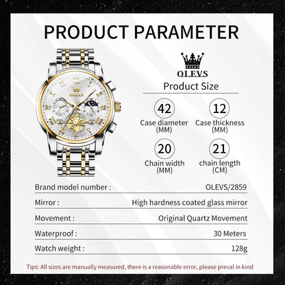 OLEVS Relojes para hombre, resistente al agua, de lujo, gran cara,...