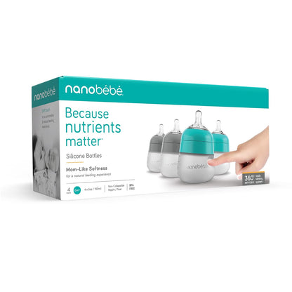 Nanobebe - Biberón de silicona flexible, anticólicos, sensación nat...