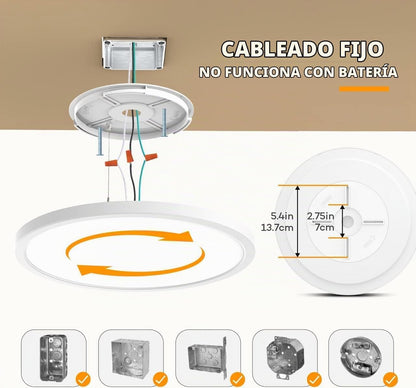 BLNAN Lámpara LED de techo empotrada con control remoto, 15.4 pulga...