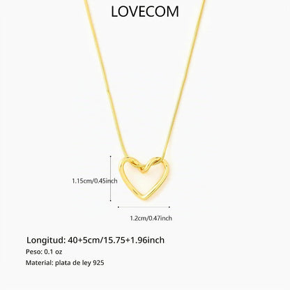 LOVECOM Collar de plata de ley S925 con corazón para mujer, delicad...