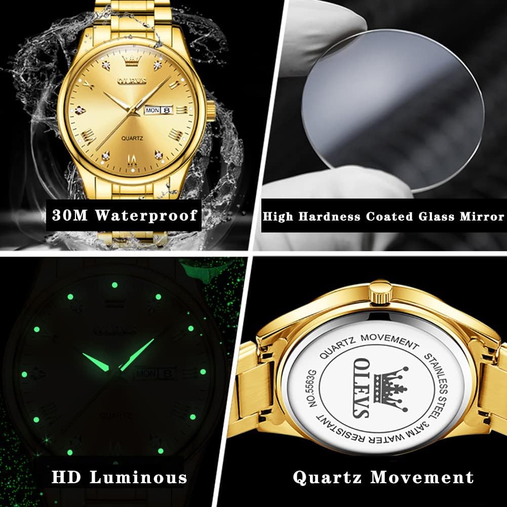 OLEVS Relojes para hombre Relojes de cronógrafo de fácil lectura lu...
