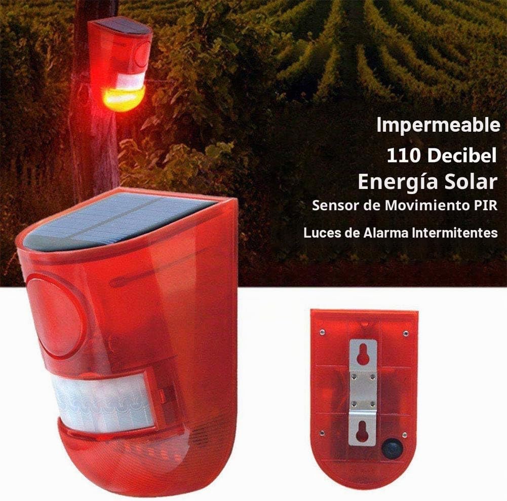 Paquete de 2 sensores de movimiento de alarma solar de sonido y luz...