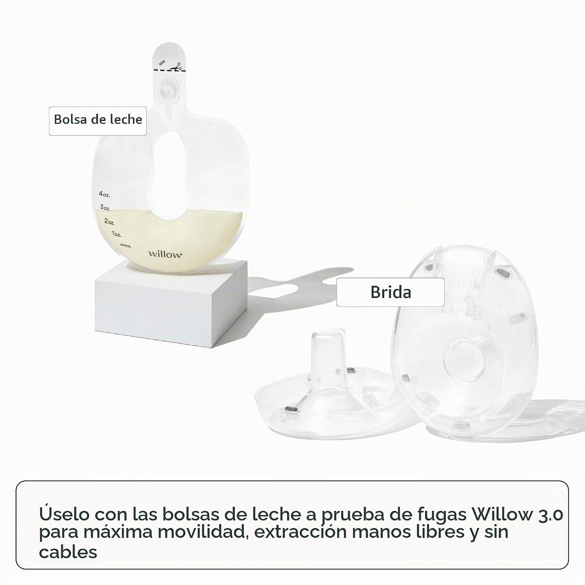 Willow - Bridas de extractor de leche 360 - Escudo de pecho de 0.82...