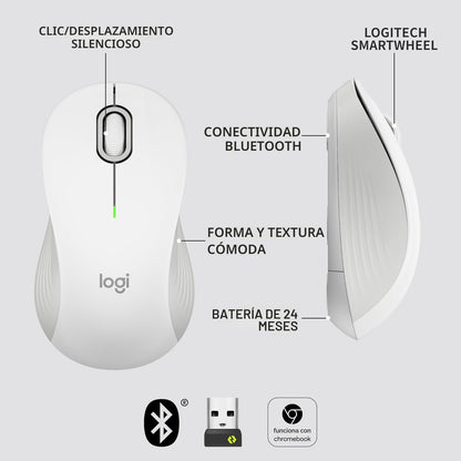 Ratón inalámbrico Logitech Signature M550 de tamaño pequeño a media...