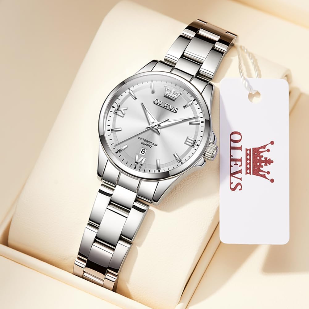 OLEVS Reloj Mujer Lujo Acero Inoxidable Pequeño Vestido de Muñeca I...