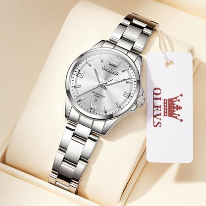 OLEVS Reloj Mujer Lujo Acero Inoxidable Pequeño Vestido de Muñeca I...