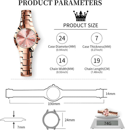 OLEVS Reloj Mujer Lujo Acero Inoxidable Pequeño Vestido de Muñeca I...
