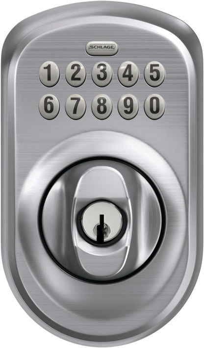Schlage - Cerradura electrónica para teclado, borde Plymouth, cromo...