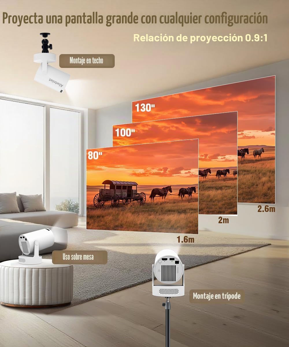 Mini proyector con Wifi y Bluetooth, proyector inteligente portátil...