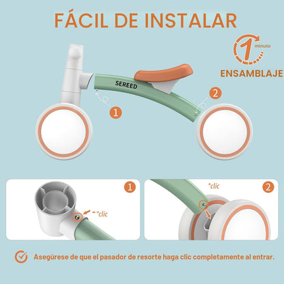 SEREED Bicicleta de equilibrio para bebés de 1 a 2 años, 4 ruedas,...