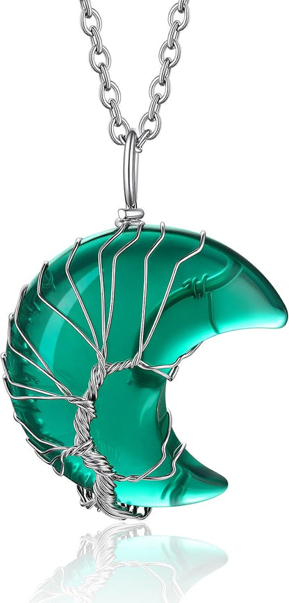 Bestyle Collar de cristal curativo envuelto en árbol de la vida, co...