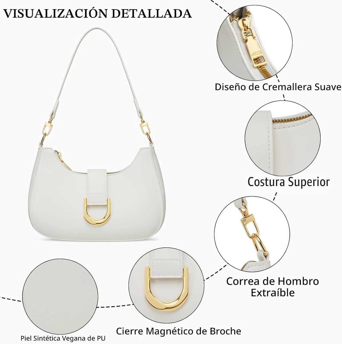 KKXIU Bolso de Hombro para Mujer Bolso de Moda para Todos los días...