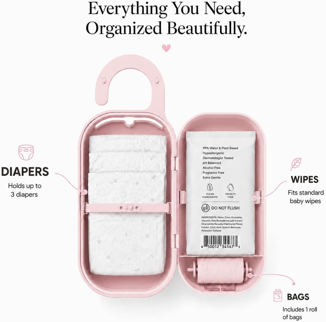 Keepigo - Dispensador de toallitas para pañales rosa bebé | Organiz...