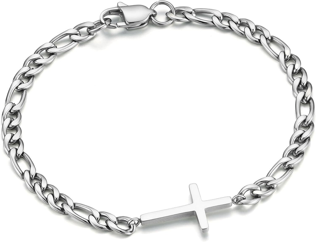 M MOOHAM Pulsera de cruz chapada en oro\/plata de 14 quilates para...