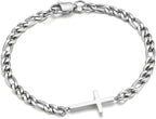 M MOOHAM Pulsera de cruz chapada en oro\/plata de 14 quilates para...