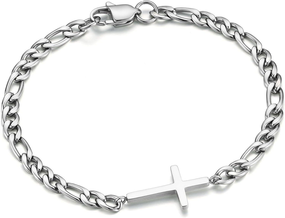 M MOOHAM Pulsera de cruz chapada en oro\/plata de 14 quilates para...