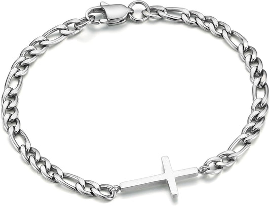 M MOOHAM Pulsera de cruz chapada en oro\/plata de 14 quilates para...