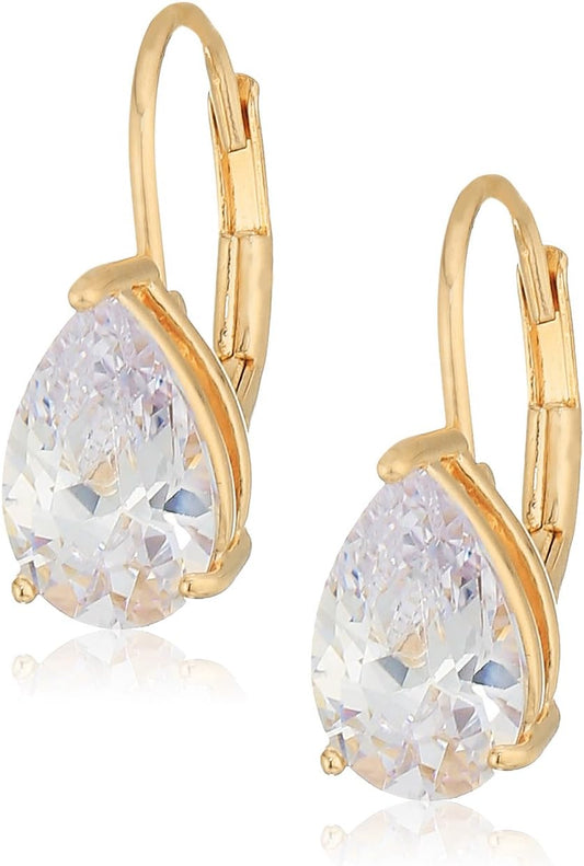 Amazon Essentials Pendientes de plata de ley o chapado en oro con c...
