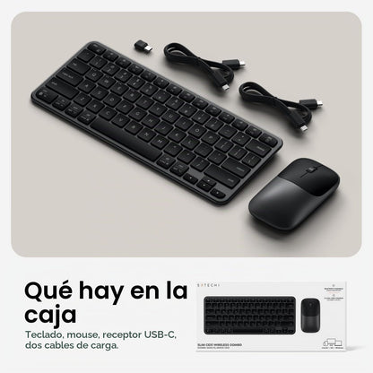 Satechi Slim CEX1 Combo de teclado y mouse inalámbricos, Bluetooth,...