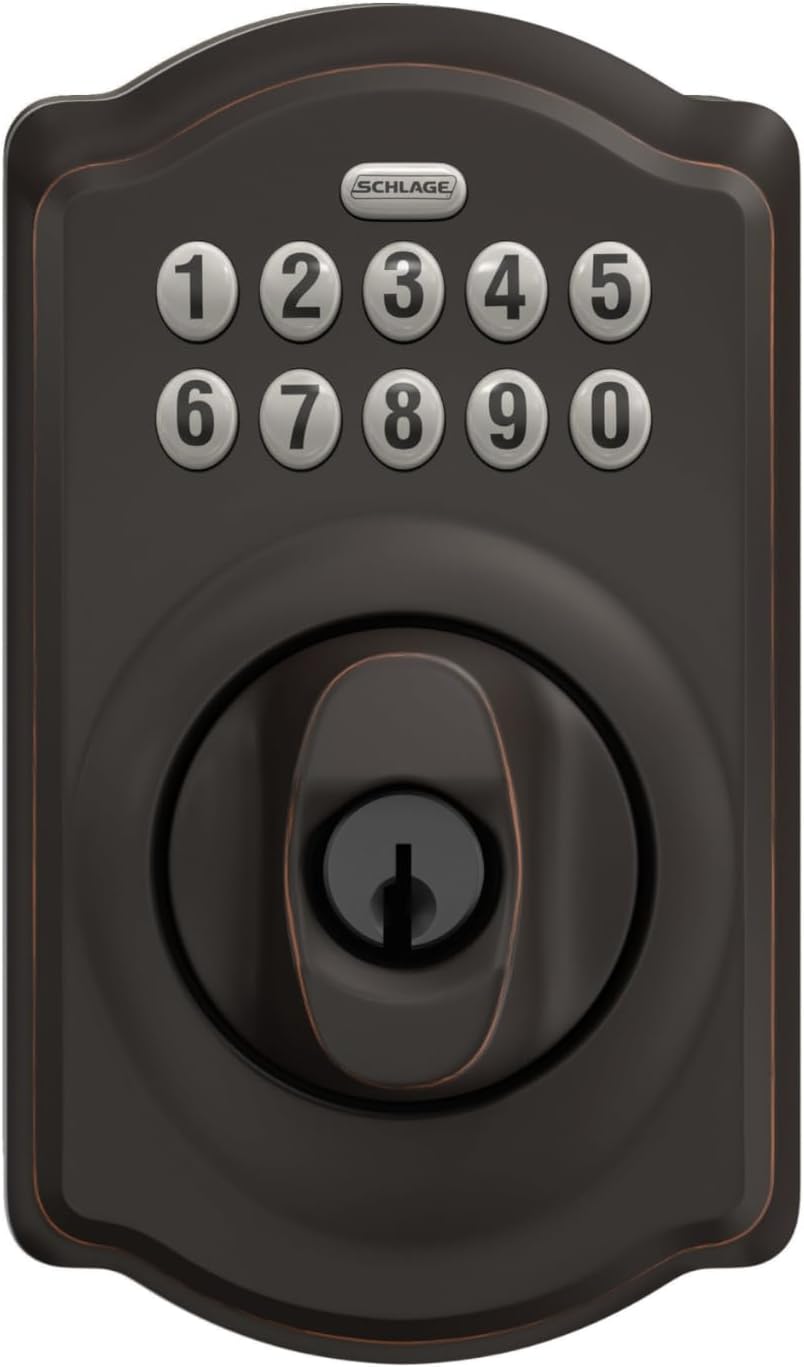 Schlage - Cerradura electrónica para teclado, borde Camelot, bronce...