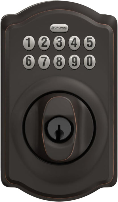 Schlage - Cerradura electrónica para teclado, borde Camelot, bronce...
