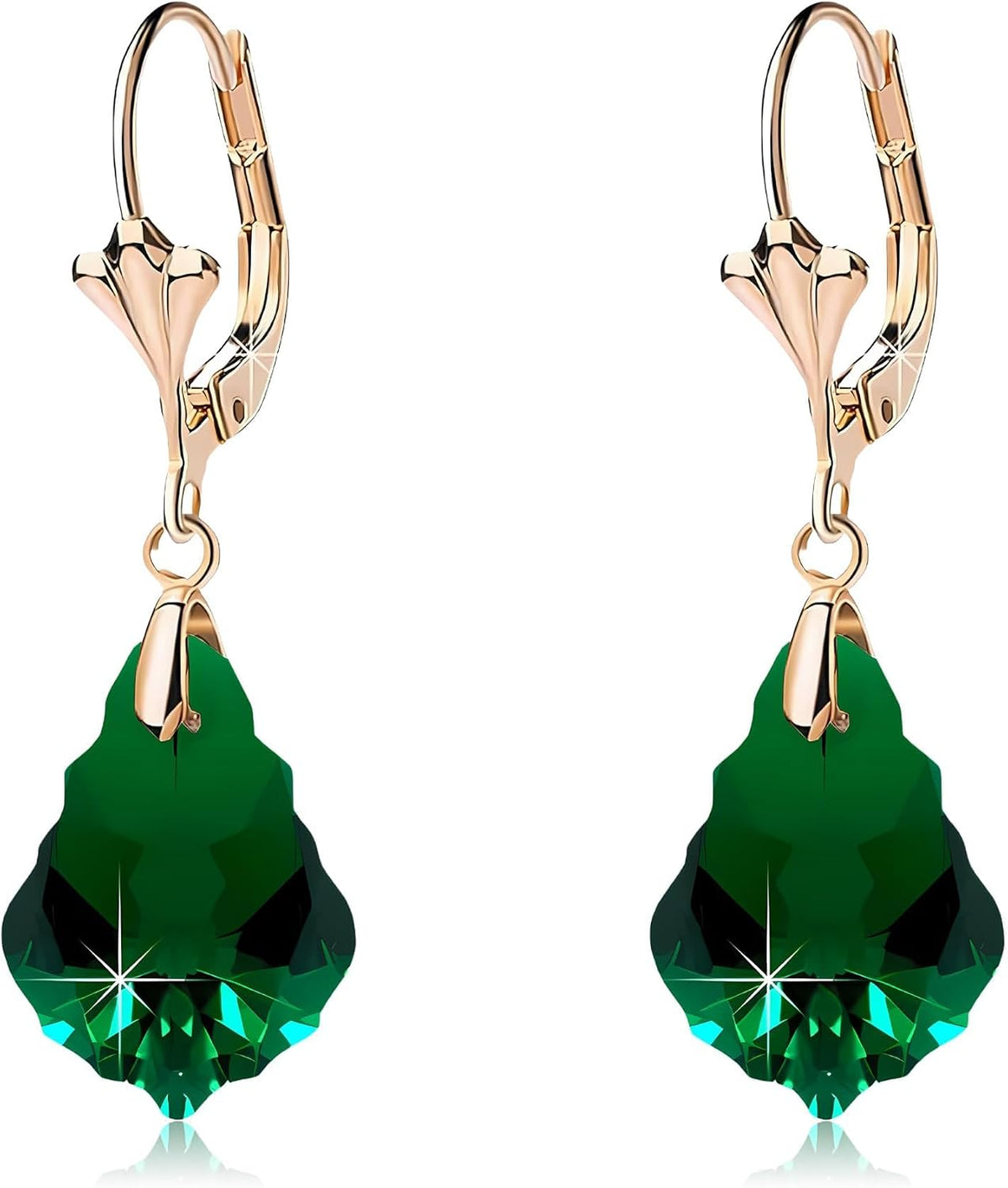 Aretes de cristal austriaco barroco con cierre de palanca para muje...