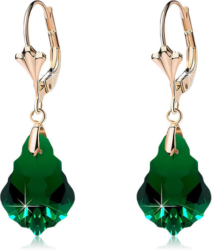 Aretes de cristal austriaco barroco con cierre de palanca para muje...