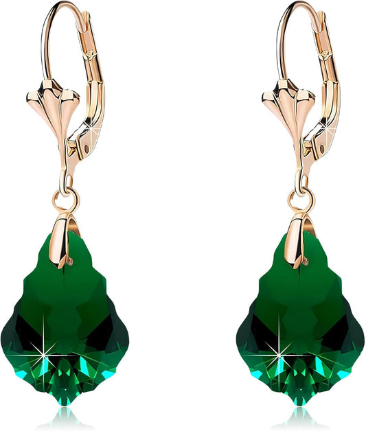 Aretes de cristal austriaco barroco con cierre de palanca para muje...