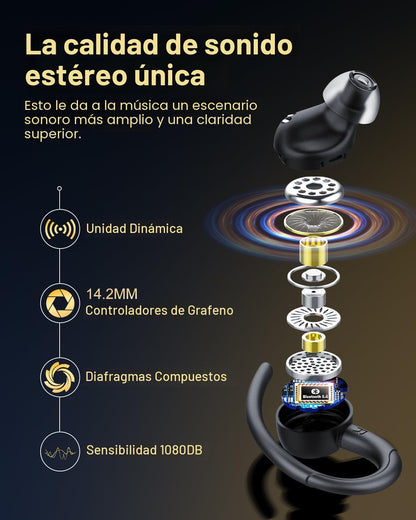 Auriculares inalámbricos, Bluetooth 5.4 Auriculares deportivos sobr...