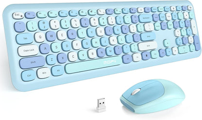 MOFII Combo de teclado inalámbrico y mouse silencioso, delgado y co...